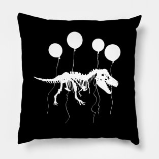 Fossil dinosaur fly with and balloons, fossil white silhouette Pillow