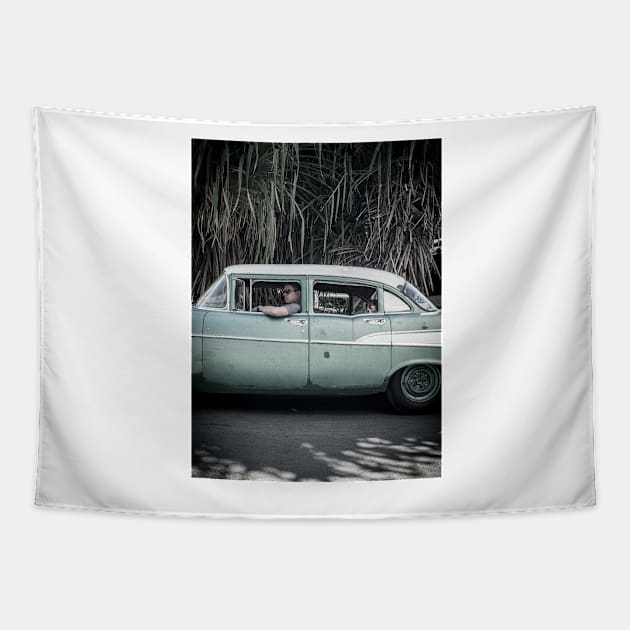 American car from the 50's in Havana, Cuba Tapestry by connyM-Sweden