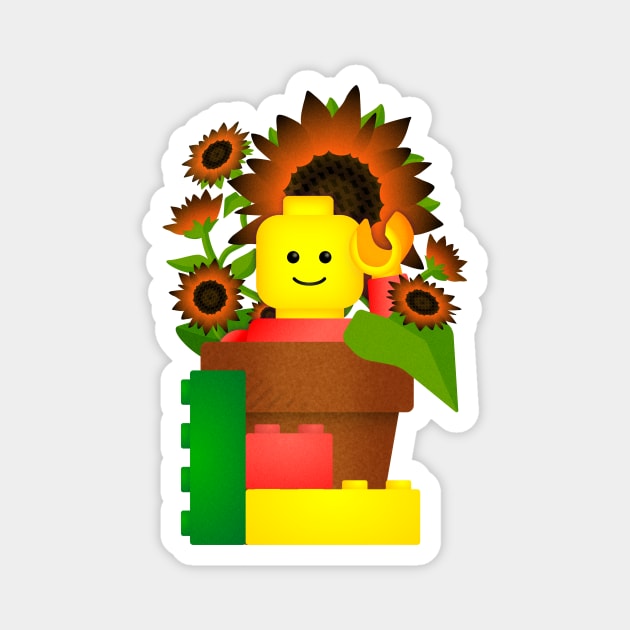 Sunflower Bricks Magnet by JPenfieldDesigns