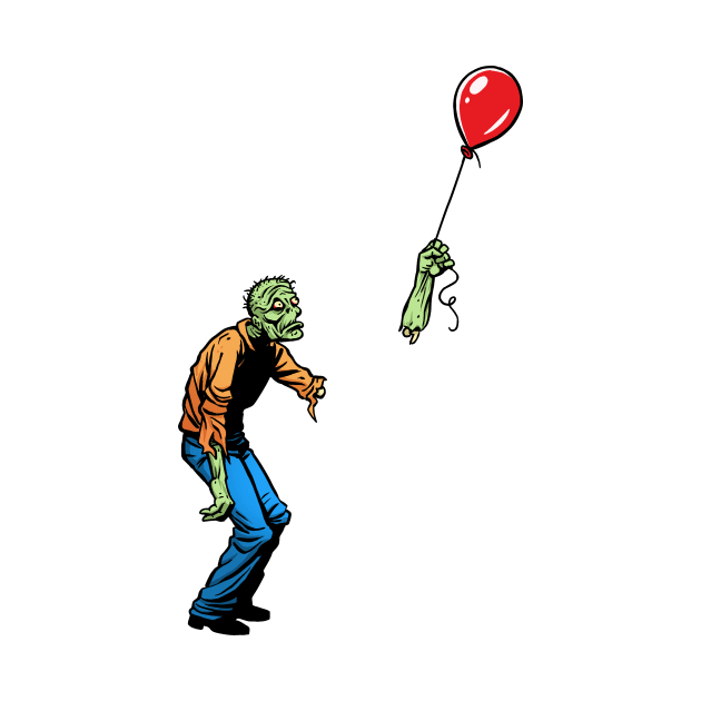 Sad Zombie and Balloon by Angel Robot