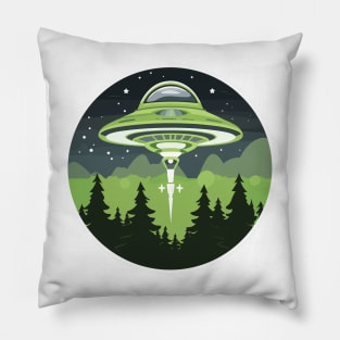 Retro Alien UFO abduction Pillow