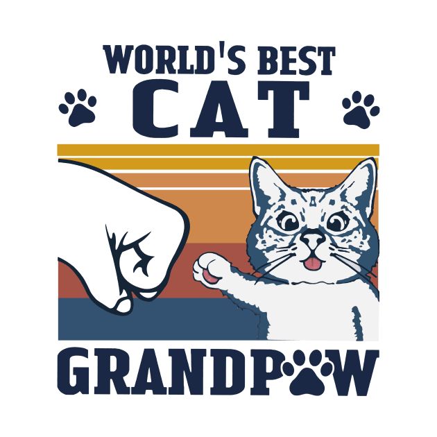 Father's Day Retro World's Best Cat Grandpaw by Phylis Lynn Spencer