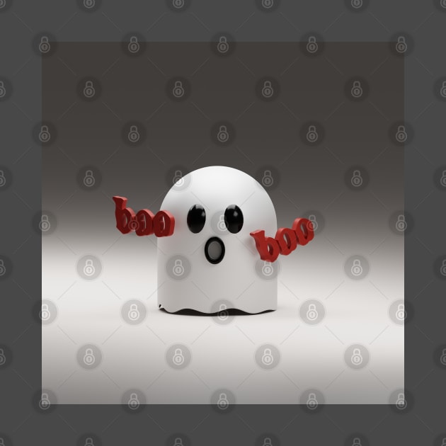 3d rendered cute ghost perfect for halloween design project by maricetak