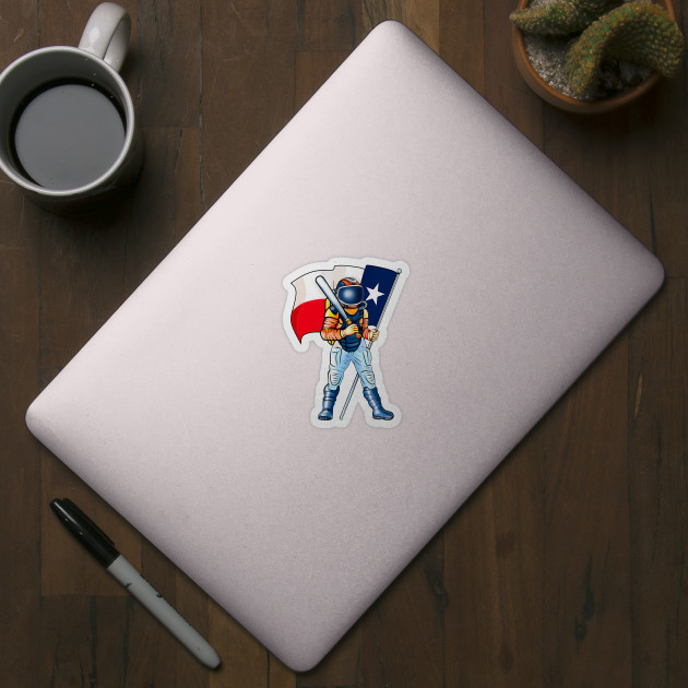 Houston Astros Space City Sticker Astronaut Holding Flag 