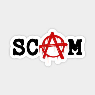 SCAM // Anarchy red logotype. Minimalistic old font lettering Magnet