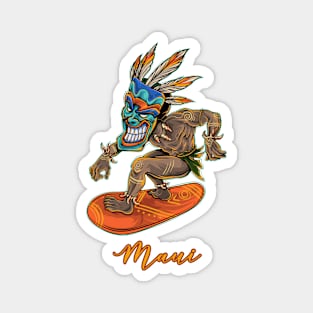 Maui hawaiian surfer tiki Magnet