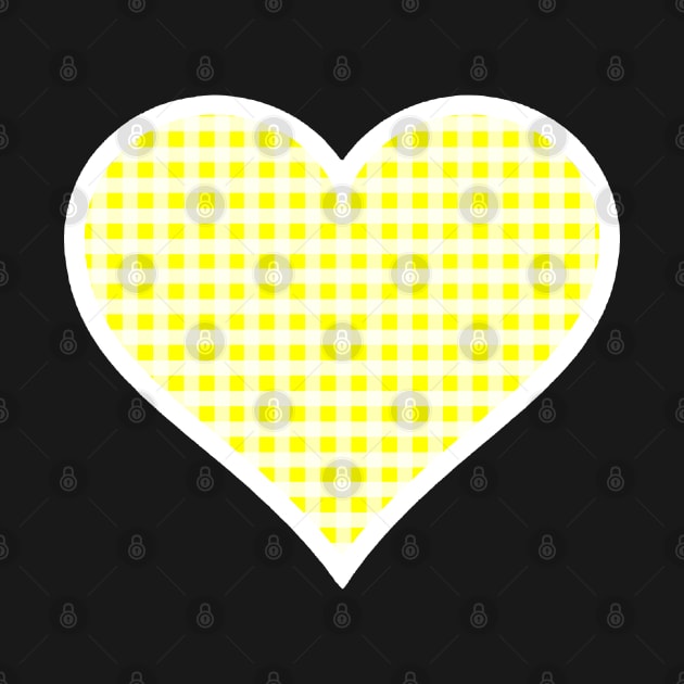 Yellow and White Gingham Heart by bumblefuzzies