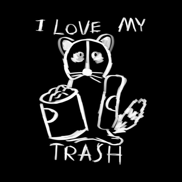 Raccoon Loves Trash Hand Drawn by JunkArtPal