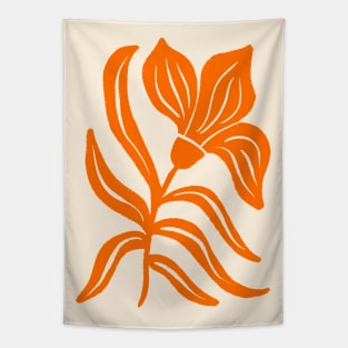 Orange Stylized Tulip Tapestry