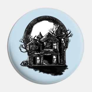 Retro creepy haunted house decoration Pin