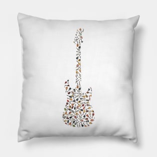 Guitar Silhouette Filled with Guitars Pillow