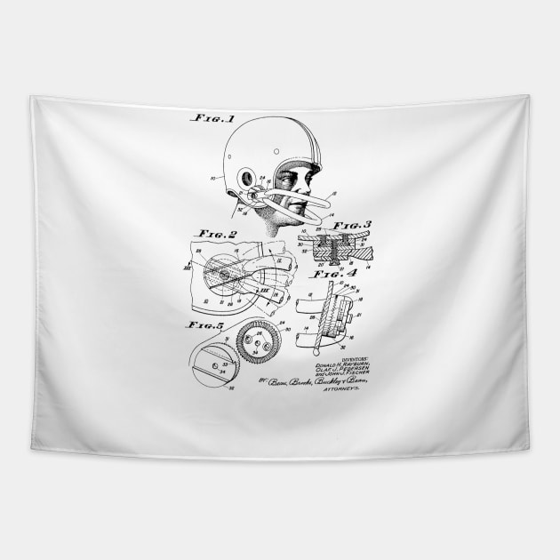 Safety Helmet Vintage Patent Hand Drawing Tapestry by TheYoungDesigns