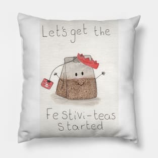 Let's get the festivi-teas started Christmas watercolour Pillow