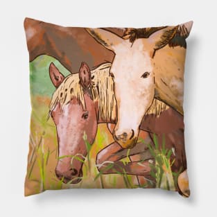 Little horses in the prairie Pillow