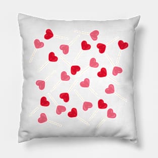 I Heart You Red and Pink Lollipop Pattern Pillow