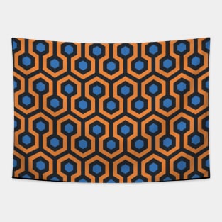 Geometric Pattern: Looped Hexagons: Orange/Blue Tapestry