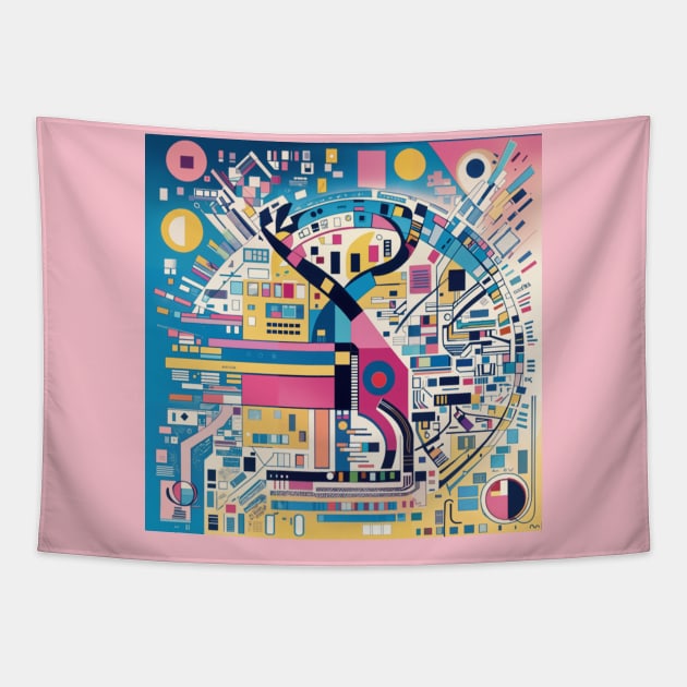 Geometric Art with Stag Pattern Tapestry by ravel.live