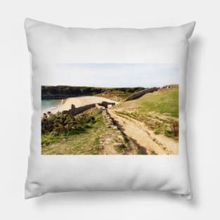 Barafundle Bay And Beach, Pembrokeshire, Wales Pillow
