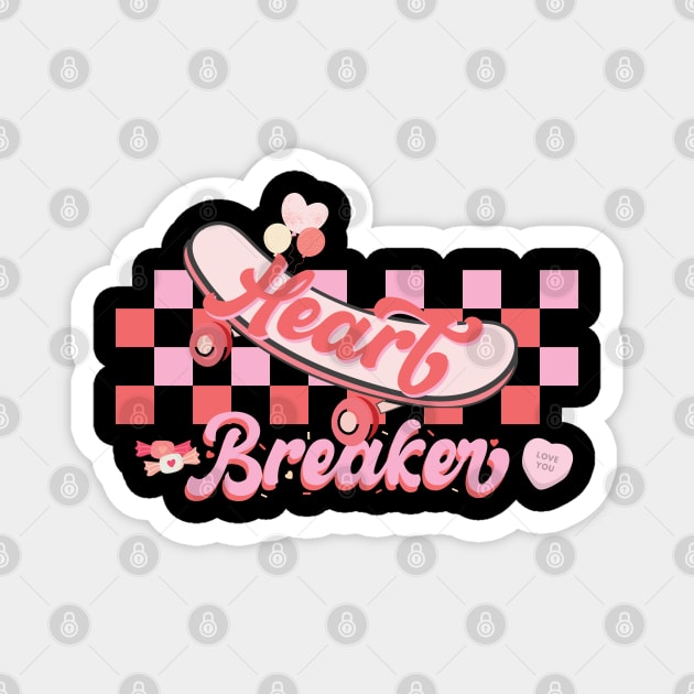 Heart Breaker Skateboard Valentines Day Magnet by EvetStyles