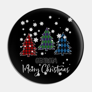 Georgia Merry Christms Buffalo Plaid Xmas Tree  Pin