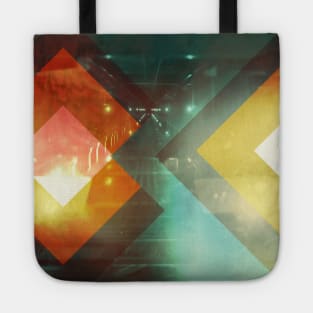 70s Orange Abstract Techno Triangles Tote