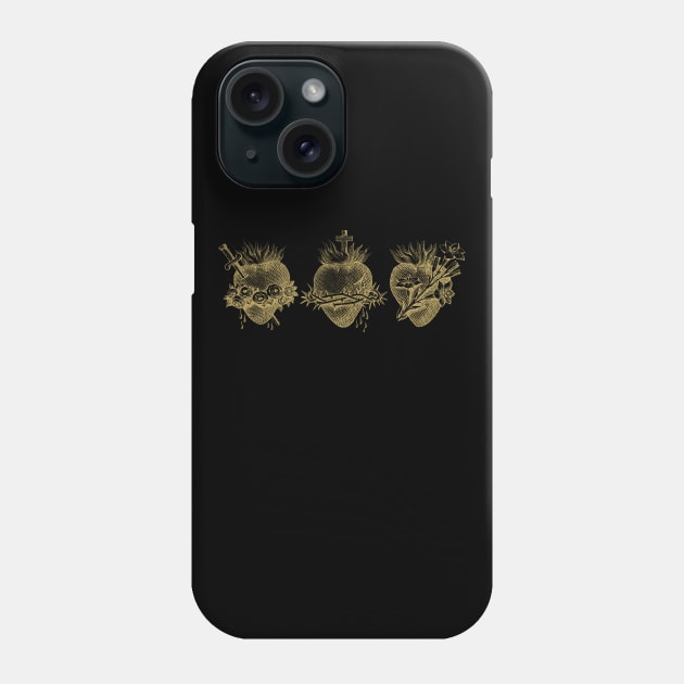 Three Hearts of Jesus, Mary and Joseph (Gold) Phone Case by TheCatholicMan