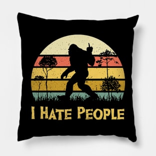 Bigfoot middle finger I hate people funny tshirt vintage bigfoot t-shirt Pillow