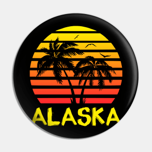 Sarcastic Alaska 80s Tropical Sunset Pin