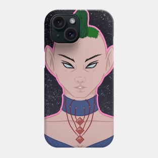 Elf girl with green hair Phone Case