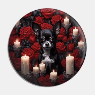 Gothic Black And White Chihuahua Pin