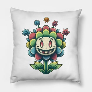 Vintage cartoon flower Pillow