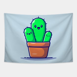 Happy Cactus Plant Cartoon Tapestry