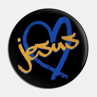 I Love Jesus Vintage 80's & 90's Blue and Dijon Pin