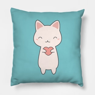 Cute Kawaii Cat With Hearts Pillow