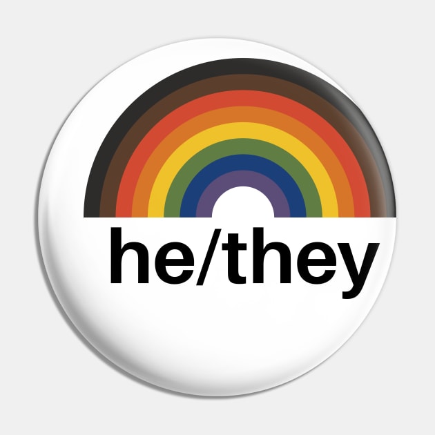 He/They Pronouns Rainbow Pin by lavenderhearts