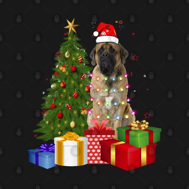 Mastiff Christmas Dog Shirt With Santa Hat Christmas Funny Gift by CoolTees