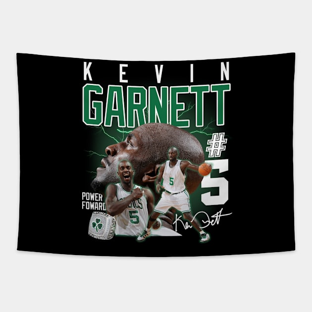 Kevin Garnett The Big Ticket Basketball Signature Vintage Retro 80s 90s Bootleg Rap Style Tapestry by CarDE