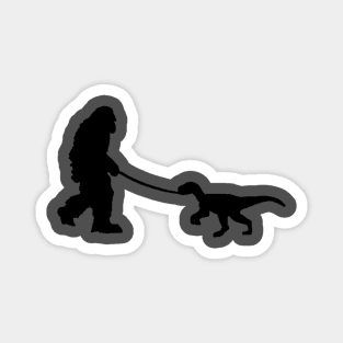Bigfoot walking a pet dinosaur graphic – cryptid-meets-prehistoric Magnet