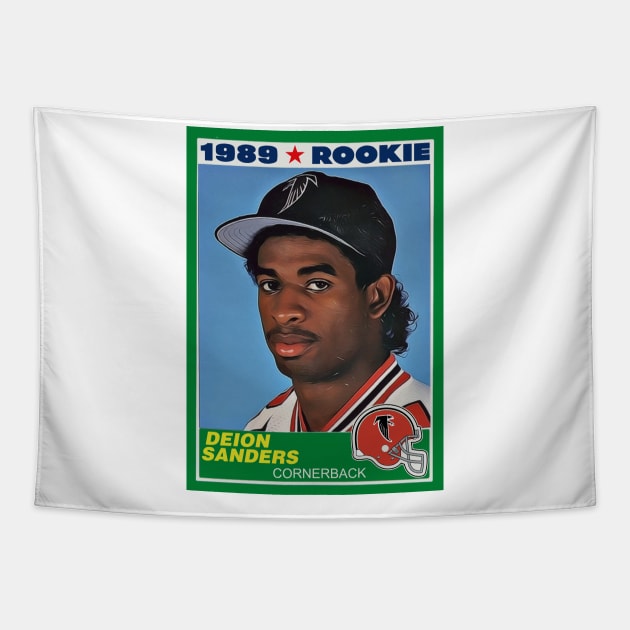 Retro Deion Rookie Card Tapestry by darklordpug