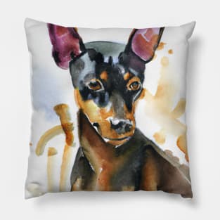 Miniature Pinscher Watercolor - Dog Lovers Pillow