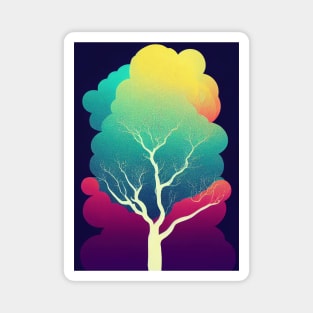 Vibrant Colored Whimsical Minimalist Lonely Tree - Abstract Minimalist Bright Colorful Nature Poster Art of a Leafless Branches Magnet