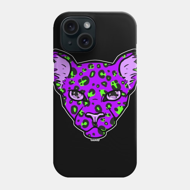 Purple and Green Leopard Phone Case by Jan Grackle