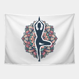 Mandala Tree Pose Tapestry