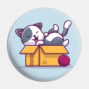 Cute Cat Play In Box Pin
