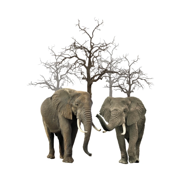 Elephants with trees in Kenya / Africa by T-SHIRTS UND MEHR