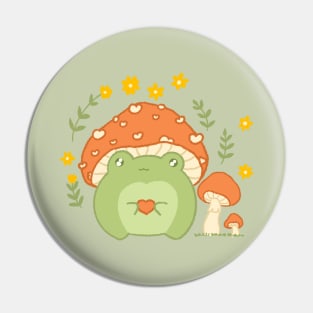 Cute frog wearing mushroom hat 🐸 Pin