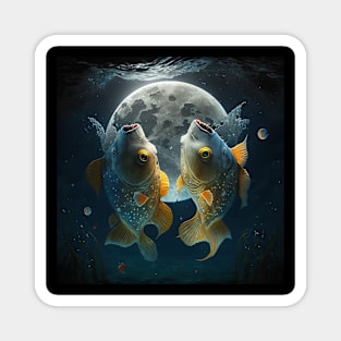 Fish dancing on the moon Magnet