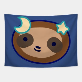 Stars and Moon Sloth Face Tapestry