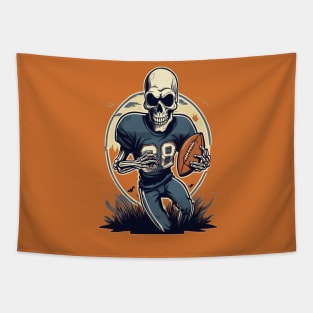 Halloween Skeleton Playing Football Tapestry