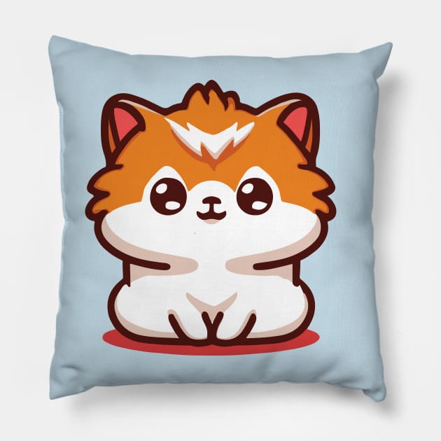 cute kawaii cat cartoon Pillow by Kawaii Bomb